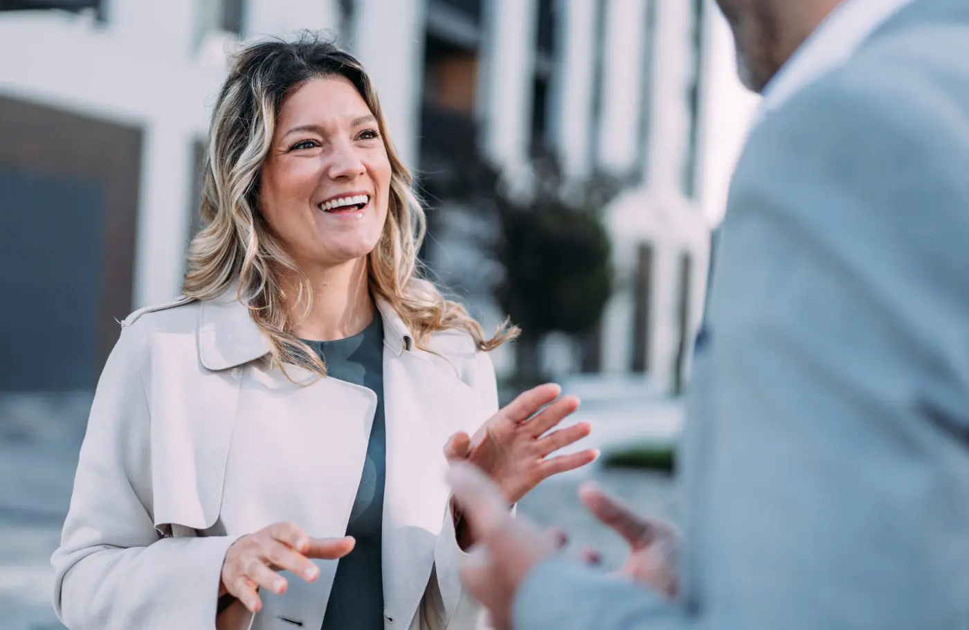 Businesspeople Talking Outdoors.