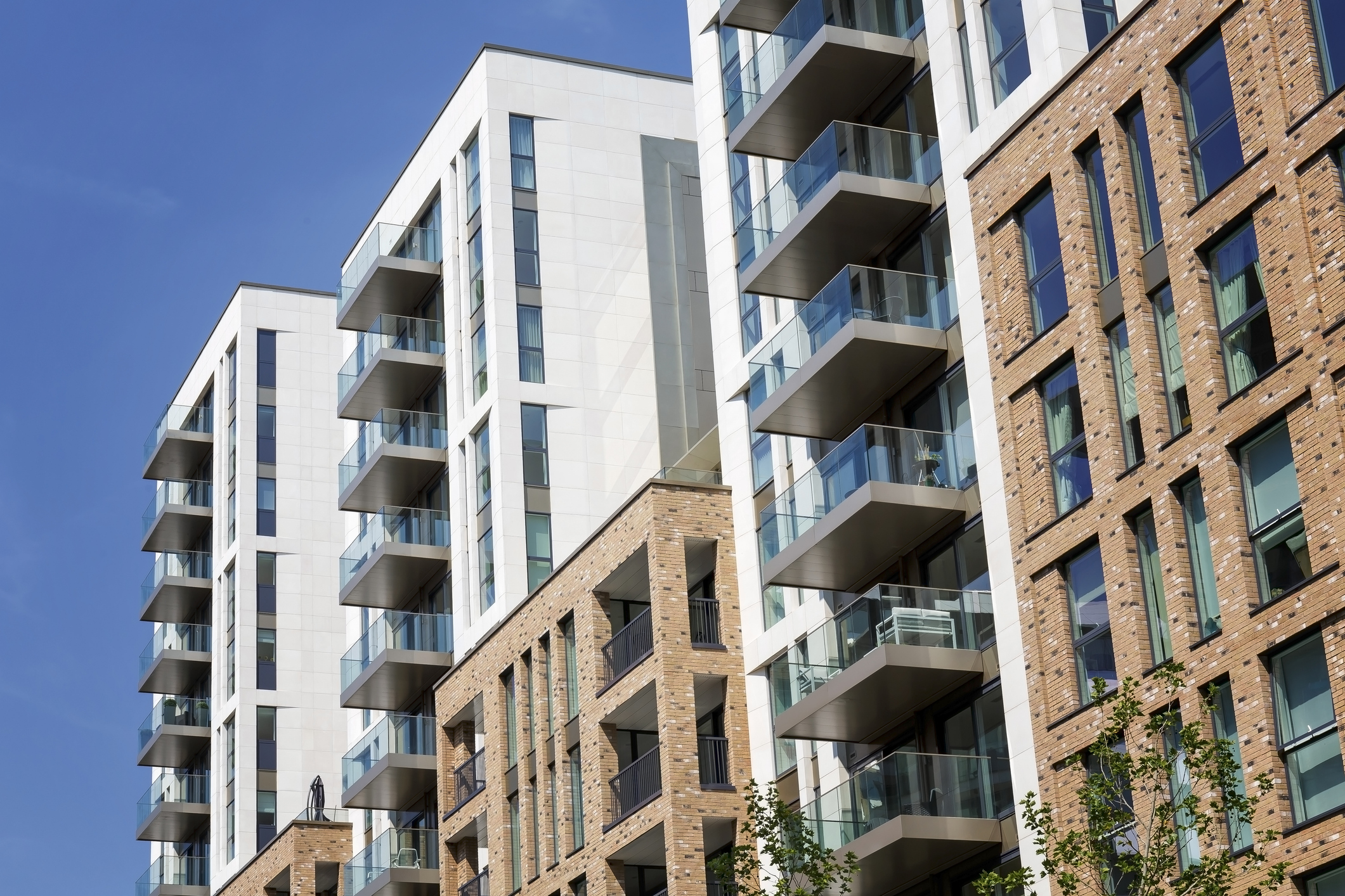Modern residential buildings in London's Paddington Basin.